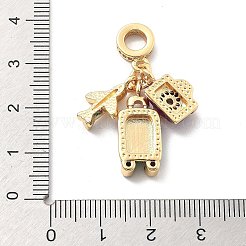 Rack Plating Brass Clear Cubic Zirconia European Dangle Charms&nbsp;X-KK-Q017-36G