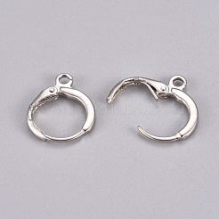 真鍮製のハギーフープピアス  プラチナカラー  ニッケルフリー  14.5x12.5mm  ピン：0.8mm  穴：2mm&nbsp;X-KK-E138-N-NF