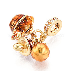 Brass Micro Pave Cubic Zirconia European Dangle Charms&nbsp;KK-N271-01G