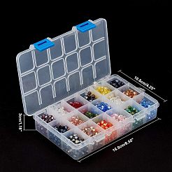電気メッキガラスビーズセット  パール光沢メッキ  多面カット  双円錐形  ミックスカラー  6x5.5~6mm  穴：1mm  18色  80個/カラー  1440個/箱&nbsp;EGLA-NB0001-12
