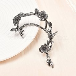 316サージカルステンレスフラワーカフイヤリング  アンティークシルバー  88~91x52~53mm&nbsp;LS-EJEW-C160-05A