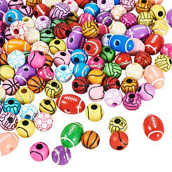 120個6スタイルアクリルビーズ  ミックスカラー  10.5~18x10~12mm  穴：3.5~4mm  20個/スタイル&nbsp;OACR-TA0003-78