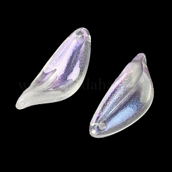 透明なアクリルパーツ  葉  グリッターパウダー付き  透明  39x12x3.5mm  穴：1.6mm  約420個/500g&nbsp;MACR-K359-29