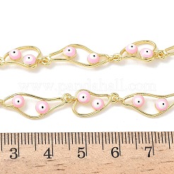 Brass Enamel Evil Eye Link Chain Necklaces&nbsp;NJEW-G183-01G