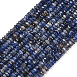天然石ソーダライトビーズ連売り  ファセットロンデル  5x2.5mm  穴：0.8~0.9mm  約145~146個/連  14.96''（38センチメートル）&nbsp;GG-CBAE4D4-A10-01