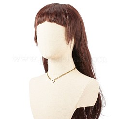 ナチュラルハウライトドーナツペンダントネックレス  女性用 304 ステンレススチール フィガロチェーン付き宝石ネックレス  ゴールドカラー  15.87インチ（40.3cm）&nbsp;NJEW-JN03815-05