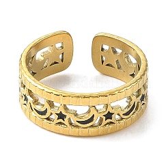 Ion Plating(IP) 304 Stainless Steel Open Cuff Ring for Women&nbsp;RJEW-F166-13G-01