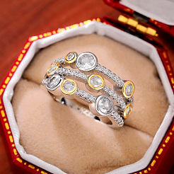 Brass Micro Pave Clear Cubic Zirconia Finger Rings&nbsp;WG13FF2-01