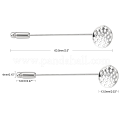 真鍮ふるいのブローチピン  ニッケルフリー  プラチナ  ピン：63.5x13.5x1mm  キャップ：4x12mm&nbsp;KK307-NF