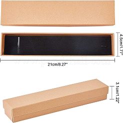 紙ボール紙のアクセサリー箱  ネックレスボックス  長方形  砂茶色  21x4.5x3.1cm&nbsp;CBOX-NB0001-13