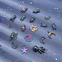 4セット2スタイルの合金ペンダント  カドミウムフリー＆ニッケルフリー＆鉛フリー  星空のテーマの混合形状  ミックスカラー  2セット/スタイル&nbsp;FIND-PH0002-53-NR