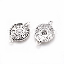 フラットラウンドチベットスタイルの合金リンクコネクター  カドミウムフリー＆鉛フリー  アンティークシルバー  25.5x17x2.5mm  穴：2mm  約785個/1000g&nbsp;TIBEP-R345-11AS-RS