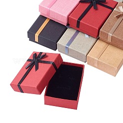 Kraft Cotton Filled Rectangle Cardboard Jewelry Set Boxes with Bowknot&nbsp;CBOX-D028-04
