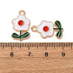 合金エナメルチャーム  花のチャーム  ライトゴールド  ホワイト  19.5x11.5x2mm  穴：1.8mm&nbsp;FIND-D304-01A-KCG