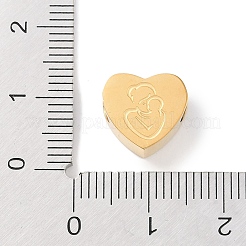 304ステンレススチールヨーロピアンビーズ  大穴ビーズ  母と子と心  ゴールドカラー  10.5x12x6mm  穴：4.5mm&nbsp;STAS-K286-04C-G