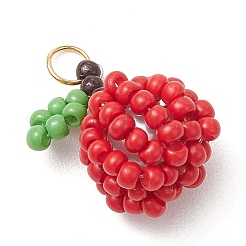 Handmade Glass Seed Beaded Apple Pendants&nbsp;PALLOY-MZ00483-01