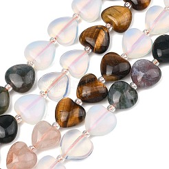 Gradient Color Opalite & Natural Ferruginous Quartz & Tiger Eye & Moss Agate & Lemon Jade Beads Strands&nbsp;G-B185-A03