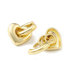 ラックメッキ真鍮ハートダングルフープピアス女性用  鉛フリー＆カドミウムフリー  18KGP本金メッキ  18mm  ピン：1mm&nbsp;EJEW-H135-07G