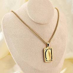 201 Stainless Steel Virgin Mary Pendant Wheat Chain Necklaces for Men&nbsp;NJEW-S387-09G-01