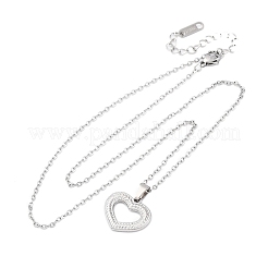 Hollow Heart 304 Stainless Steel Pendant Necklaces&nbsp;NJEW-M096-13P