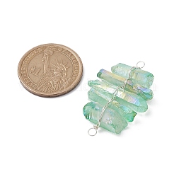 4Pcs 4 Colors Dyed Natural Quartz Crystal Copper Wire Wrapped Connector Charms&nbsp;PALLOY-TA00107
