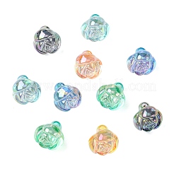 30個5色電気メッキ透明アクリルビーズ  花  ミックスカラー  15x13.5x14.5mm  穴：3.2mm  6個/カラー&nbsp;PACR-CJ0001-41
