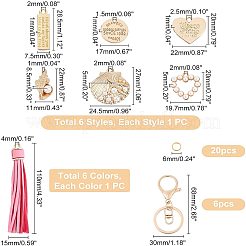 ハート＆コンク＆シェル＆ジオメトリ合金ペンダント12個  鉄ロブスタークロークラスプとジャンプリング  DIYイミテーションレザータッセルペンダントデコレーション用  ミックスカラー  20x19.7x5mm  穴：2mm  38個/箱&nbsp;DIY-WR0001-04