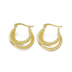 Rack Plating Brass Double Line Twist Rope Hoop Earrings for Women&nbsp;EJEW-F294-11G