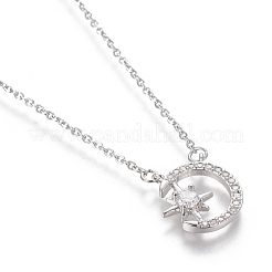 Brass Micro Pave Cubic Zirconia Pendant Necklaces&nbsp;NJEW-I230-20