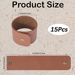 合成皮革ナプキンリング8個  鉄のスナップボタン付き  長方形  シエナ  155x35x2mm&nbsp;AJEW-CL0005-39