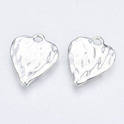 ラックメッキハンマー合金ペンダント  カドミウムフリー＆鉛フリー  ハート  銀  20x16x2mm  穴：2mm&nbsp;PALLOY-T077-98S-RS