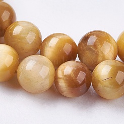 天然石タイガーアイビーズ連売り  ラウンド  ゴールド  7.5~8.5mm  穴：0.5~1mm  約48~51個/連  14.8インチ〜15.63インチ（37.5~39.7cm）&nbsp;G-E468-E05-8mm