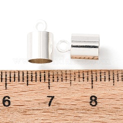 真鍮製コードエンドパーツ  ニッケルフリー  銀色のメッキ  約6 mm幅  長さ10mm  5.5mm内径  穴：1.2mm&nbsp;EC041-NFS