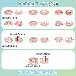 100Pcs 10 Styles Brass Bead Caps&nbsp;KK-PH0012-35RG