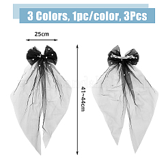 3Pcs 3 Colors Polyester Mesh Big Bowknot Hair Barrettes&nbsp;OHAR-FH0001-14