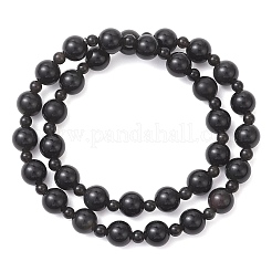Natural Obsidian Beaded Stretch Bracelets for Women Men&nbsp;BJEW-JB13006-02