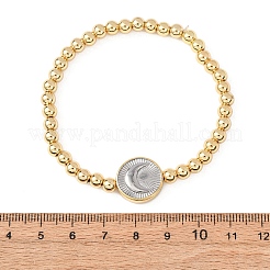 Brass Round Beads Stretch Bracelets for Women&nbsp;BJEW-H640-03B-GP