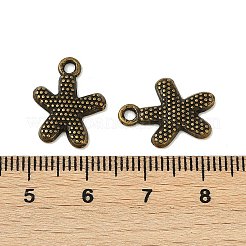 合金のチベット風チャーム  鉛フリー及びカドミウムフリー  アンティークブロンズ  ヒトデ/海星  13 mm幅  長さ17mm  穴：2mm&nbsp;MLF0201Y