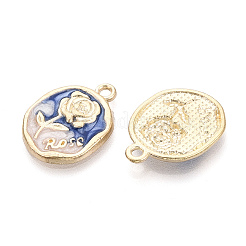 合金エナメルチャーム  楕円形と花のチャーム  ライトゴールド  ミックスカラー  21x16x2mm  穴：1.8mm&nbsp;ENAM-N069-01KCG