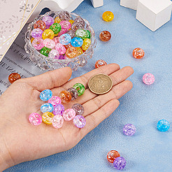 90個9色透明クラックルアクリルビーズ  大穴ビーズ  ロンデル  ミックスカラー  14x8mm  穴：5.5mm  約10PCS /カラー&nbsp;MACR-TA0001-28