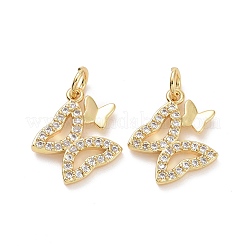 Brass Micro Pave Clear Cubic Zirconia Charms&nbsp;ZIRC-F134-15G