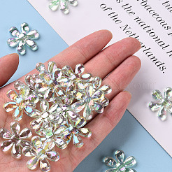 透明なアクリルビーズ  ABカラー  花  黄緑  25x4.5mm  穴：1.6mm  約375個/500g&nbsp;TACR-S154-35C-327