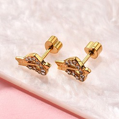 Ion Plating(IP) 304 Stainless Steel Heart Stud Earring&nbsp;EJEW-A118-18G-02