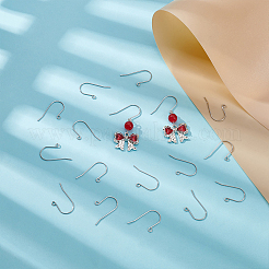 316ステンレススチールピアスフック80個  耳ワイヤー  水平ループ付き  ステンレス鋼色  16x27x0.8mm  穴：2mm  20ゲージ  ピン：0.8mm&nbsp;STAS-UN0063-66