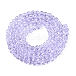 ガラスビーズ連売り  多面カット  ロンデル  ライラック  4mm  穴：0.9mm  約105~110個/連  38~39cm&nbsp;X-EGLA-A044-T4mm-D17