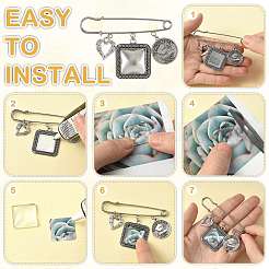 DIY Square Alloy Commemorative Photo Pendants Making Kits&nbsp;DIY-FS0009-22