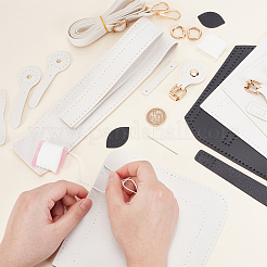 DIY PU レザー女性用サッチェルバッグキット  マグネットクロージャー付き  ホワイト&nbsp;DIY-WH0430-515B