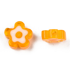 手作りミッレフィオーリガラスビーズ連売り  プラムボソム  オレンジ  6~7x6~8x2.5~3mm  穴：1mm  約63~65個/連  15.55インチ〜15.94インチ（39.5~40.5cm）&nbsp;LAMP-N029-017A-05