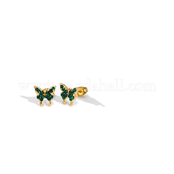 Butterfly 304 Stainless Steel Cubic Zirconia Stud Earrings for Women&nbsp;QD0510-3