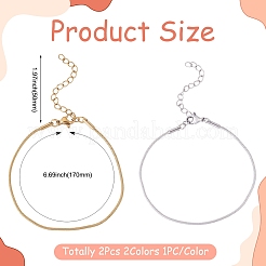 2Pcs 2 Colors 304 Stainless Steel Snake Chain Bracelets for Women&nbsp;BJEW-TADJ0001-02